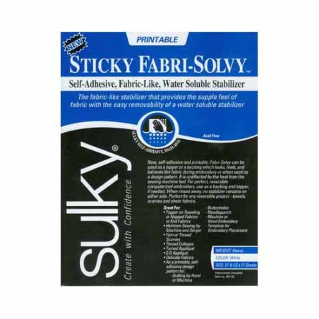 SULKY Sticky Fabri-Solvy - White - 21.5 x 28cm (81⁄2″ x 11″) - 12 sheets